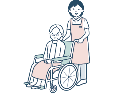 利用者さんを優しくケアする看護師のイラスト