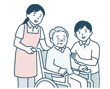 利用者さんをケアする職員のイラスト