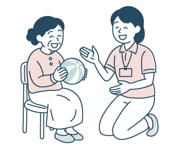 利用者さんと職員のレクリエーションのイラスト