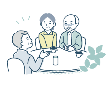 参加者同士で談笑するイラスト